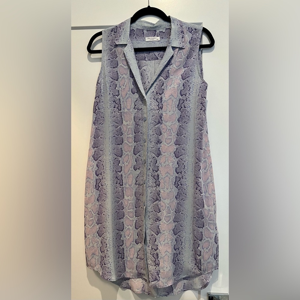 Equipment silk button down sleeveless dress